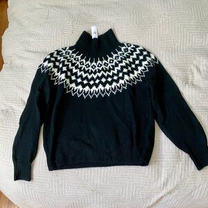 NWT Black and White Nordic Yoke Sweater - Women's Cozy Knit
